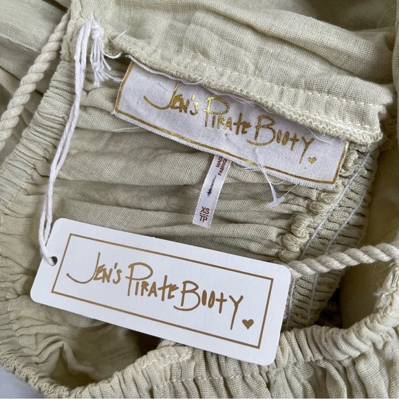 Jens Pirate Booty Gauzy Cotton Smocked Cut Out Romper Celery Green Size XS - Picture 6 of 9